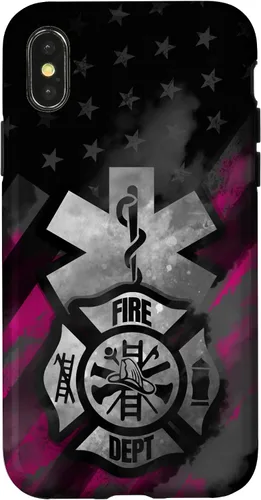 Vista 5 de EMT EMS Firefighter Pink Smoke Line USA American Flag Case for iPhone 17