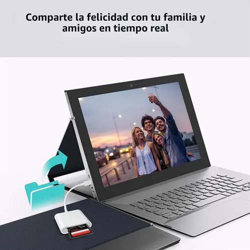 Vista 7 de Lector de Tarjetas SD para iPhone iPad, Cable Adaptador de Tarjeta SD/Micro SD Certificado MFi de Apple con Ranuras Duales para Cámaras SLR, Visor