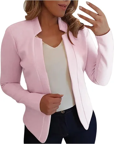 Vista 22 de Chaquetas tipo blazer para mujer, chaqueta de cárdigan de moda con frente abierto, chaqueta casual de manga larga para el trabajo y la oficina