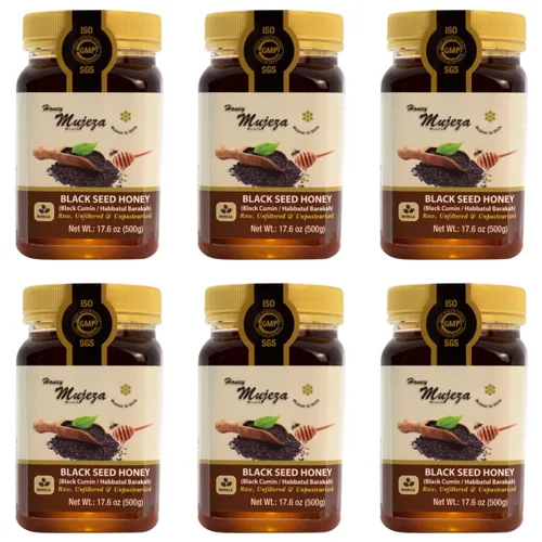 Vista 7 de Mujezat Al-Shifa - Paquete de 3 Miel de Semilla Negra - No Mezclada con Aceite o Polvo - Sin Gluten - Sin OGM - Miel Orgánica - Potenciador Inmune