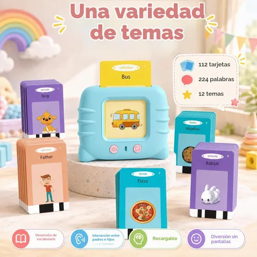 Vista 4 de Tarjetas didácticas parlantes para niños pequeños de 1, 2, 3, 4, 5 años, 224 palabras visuales, juguetes de aprendizaje de idiomas Montessori