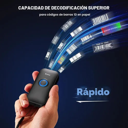 Vista 4 de Eyoyo Mini escáner de código de barras Bluetooth 1D Negro
