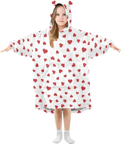 Vista 9 de Mantas portátiles para niños, súper suaves, cálidas y acogedoras, sudadera con capucha de gran tamaño, regalos para niños de 3 a 14 años, niñas