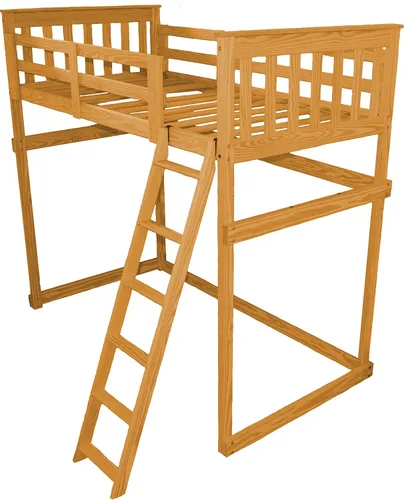 Vista 32 de Furniture Barn USA - Cama tipo loft de tamaño individual con escalera final, pintado de pino negro