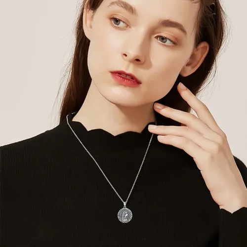 Vista 4 de VONALA Sterling Silver Hamsa Lion Lotus Masonic Mandala Triple Moon Goddess Egyptian Pharaoh Pendant Necklace Jewelry Gothic Punk Gifts for Men Women