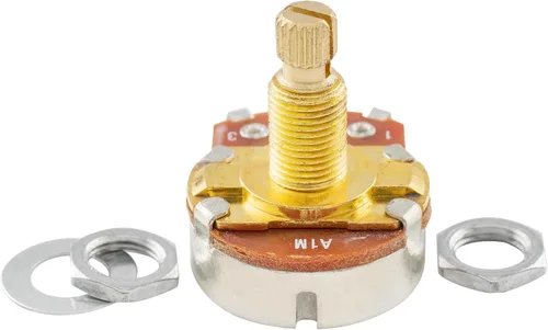 Vista 4 de Musiclily Pro Brass Thread - Potenciómetros de control de tamaño métrico completo A1 Meg Audio Taper para guitarra (juego de 2)