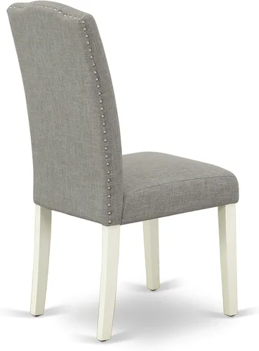 Vista 11 de East West Furniture 1NDEN3-LWH-06 - Juego de mesa de comedor de 3 piezas que contiene una mesa rectangular con gotas y 2 sillas tapizadas de tela