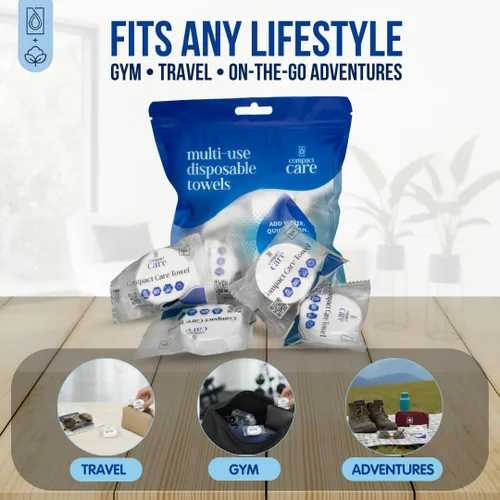 Vista 8 de Compressed Towels - Paquete de 12 toallas faciales desechables 100% algodón, toallas de viaje expandibles, toallas desechables para camping