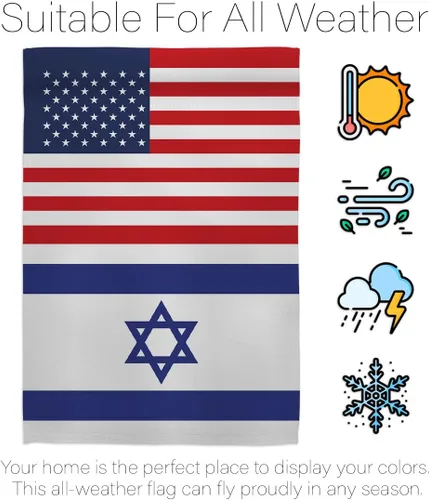 Vista 6 de Bandera israelí estadounidense de bandera de Israel, 2 piezas de pancartas de pared para habitación, patio, césped, jardín, tapiz interior al aire