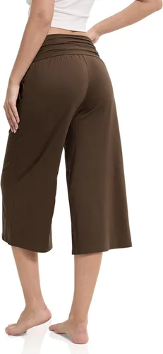 Vista 4 de JZC Women's Pajama Bottoms High Waisted Capri Pants Wide Leg Yoga Pants with Pockets Palazzo Pants for Women