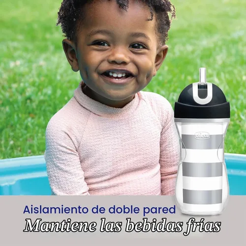 Vista 6 de Chicco Vaso con Pajita Abatible de 9 onzas Vaso Entrenador Aislado para Niños Pequeños con Pajita de Silicona Suave Sin Derrames Fácil