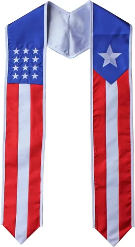 Vista 4 de Del Mex - Bandera del país y Estados Unidos, estola de graduación internacional Brasil / Estados Unidos