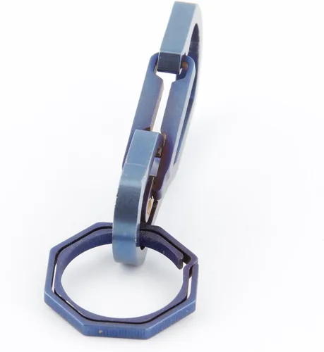 Vista 4 de Llavero de titanio multiherramientas con rodamiento máximo de 110.2 lbs llavero para senderismo, camping al aire libre (azul)