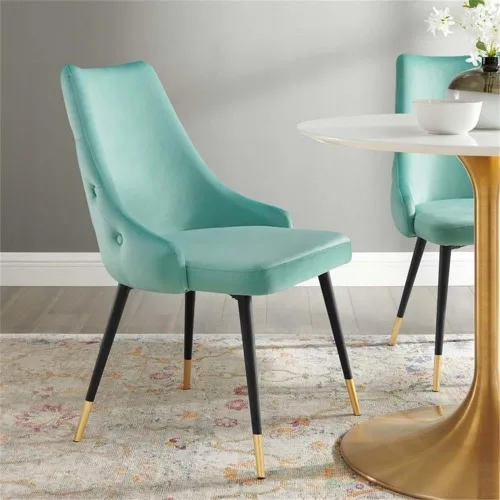 Vista 2 de Modway EEI-3907-MIN Adorn - Silla auxiliar de comedor de terciopelo copetudo, color menta