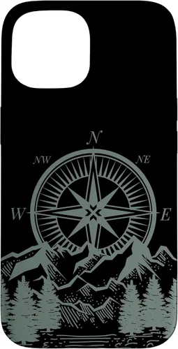 Vista 6 de iPhone 16 Compass Nautical Aesthetic Tree Mountains Landsacpe Case