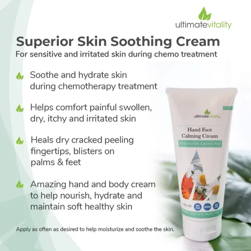 Vista 2 de UltimateVitality Crema de manos para pies para pacientes oncológicos, crema hidratante natural y orgánica intensiva para pieles irritadas sensibles