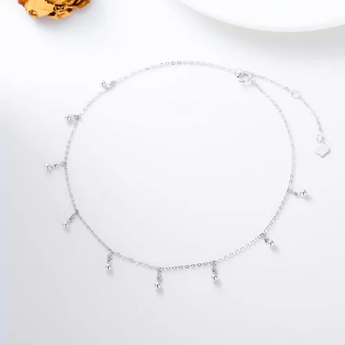 Vista 5 de Pulsera de tobillo de cuentas de oro de 14 quilates para mujer, con borla colgante, joyería de pie para ella