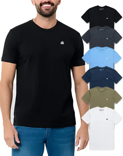 Vista 8 de Camisetas casuales de algodón suave con cuello redondo y ajuste atlético