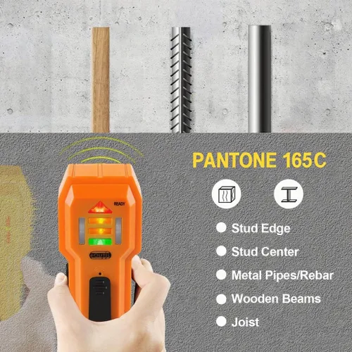 Vista 2 de Escáner de pared con buscador de pernos, sensor detector de madera y metales para pared de 3/4 de pulgada de grosor (ST102-naranja)