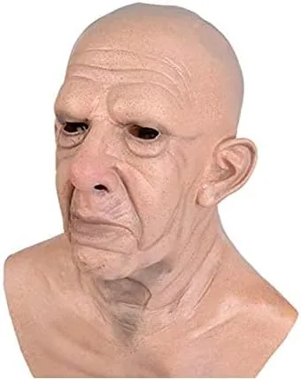 Vista 5 de Antiguo Hombre Máscara Realista Calvo Arrugas Cara Máscara Humana Halloween Scary Masquerade Party Cosplay látex