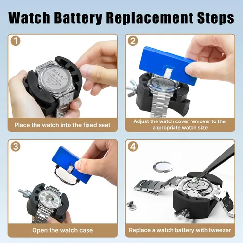 Vista 4 de EasyTime Kit de reemplazo de batería de reloj: juego de herramientas de Azul