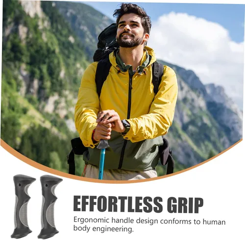 Vista 5 de KOMBIUDA 2 piezas de mango de bastón de trekking de repuesto para bastón de senderismo al aire libre, mango ergonómico esférico de plástico