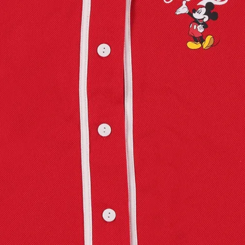 Vista 5 de Disney Camiseta de béisbol de Mickey Mouse con botones para mujer, diseño de Mickey y Minnie Mouse