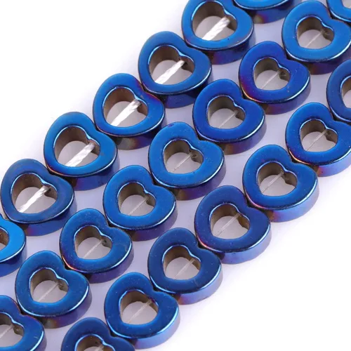 Vista 19 de Cuentas de hematita para hacer joyas, piedras preciosas semipreciosas de 0.394 x 0.551 in, color azul con revestimiento metálico, 15 pulgadas JOE