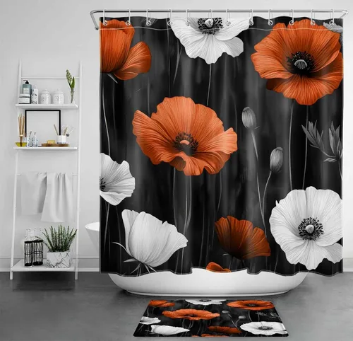 Vista 24 de LB Cortina de ducha de fútbol americano, juego deportivo, acuarela, fondo negro, cortina de baño de dibujos animados, tela de poliéster decorativa