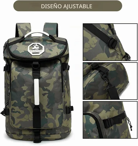 Vista 5 de Mochila de gimnasio de color sólido con compartimento para zapatos, bolsa para lucha libre, con 4 métodos de espalda impermeables para viajes