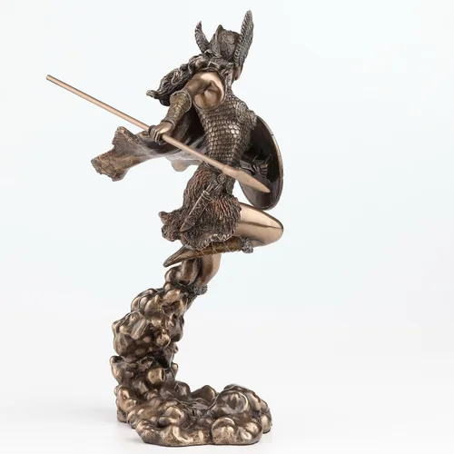 Vista 5 de Escultura de estatua de lanza y escudo de diosa nórdica Valkyrie de 9.25 pulgadas