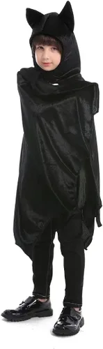 Vista 5 de OLLULL Superhero Dress Up Cosplay Bat Cape Boys Girls Halloween Superhero Costumes Color Black