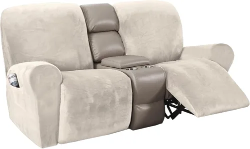 Vista 19 de H.VERSAILTEX Fundas elásticas de terciopelo para sillón reclinable, 6 piezas, fundas para loveseat reclinable de 2 cojines, fundas para sofá