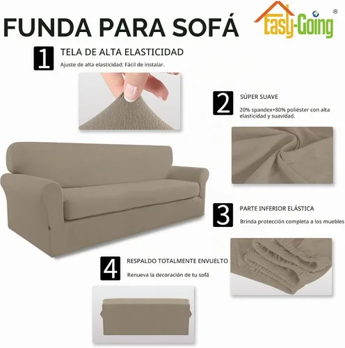 Vista 5 de Easy-Going - Funda elástica de microfibra de 2 piezas para sofá, funda suave de elastano, lavable, parte inferior elástica, protector para muebles