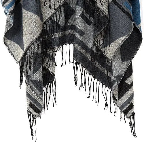 Vista 38 de Chales cálidos para mujer, cárdigan con frente abierto, estilo vintage, poncho