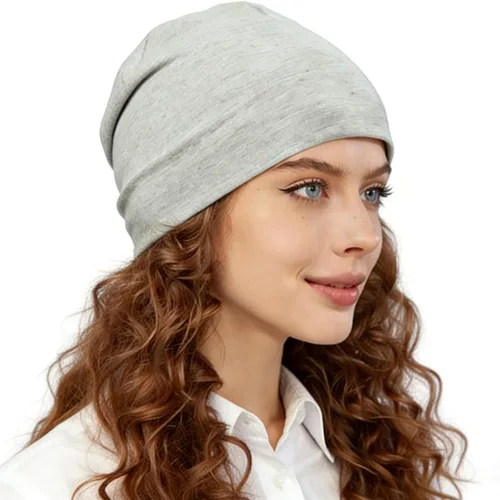 Vista 9 de EMF Protection Beanie, Silver Fiber Lined Soft Cotton Skull Cap, Elastic Comfortable Head Cover for Adults