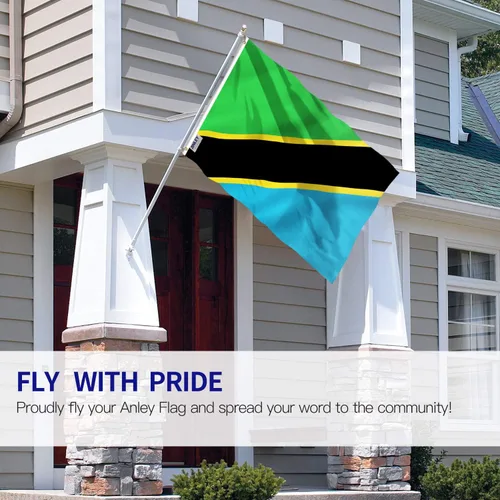 Vista 2 de ANLEY Fly Breeze - Bandera de Tanzania de 3 x 5 pies, color vivo y a prueba de decoloración, cabecera de lona y doble costura, banderas tanzanas
