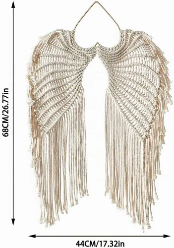 Vista 7 de WAQIA HOME Tapiz de macramé para colgar en la pared, macramé tejido bohemio con borlas largas, algodón bohemio hecho a mano, decoración del hogar