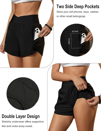 Vista 3 de Blooming Jelly Pantalones cortos de entrenamiento para mujer, pantalones cortos deportivos para correr, pantalones cortos de gimnasio de cintura