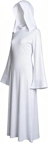 Vista 3 de Disfraz de bata de fantasía para mujer, vestido largo con capucha y cinturón