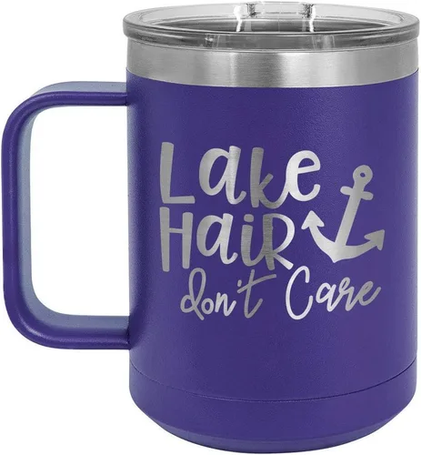 Vista 12 de LAKE HAIR NO CUIDAR Taza de café negra de 15 oz con tapa superior deslizante Taza de café de viaje aislada Ideas de regalo de cumpleaños