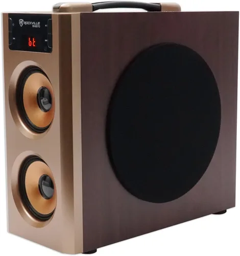 Vista 2 de Rockville Sistema de altavoces compacto de cine en casa RHB70 con Bluetooth/USB/FM, madera de cerezo Bluetooth, USB, tarjeta SD, RCA Aux