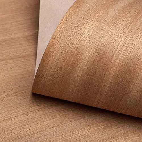 Vista 2 de Edge Supply Hoja de chapa de madera de caoba, corte plano, 24 x 48 pulgadas, sin pegamento, parte trasera de papel de 10 mil, cara de chapa de grado