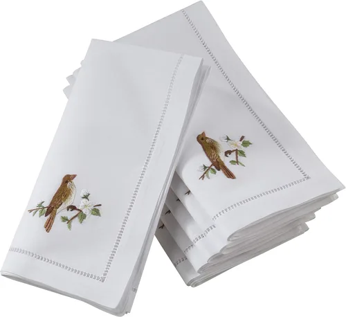 Vista 67 de Juego de 6 servilletas bordadas de magnolia hechas a mano con borde cosido