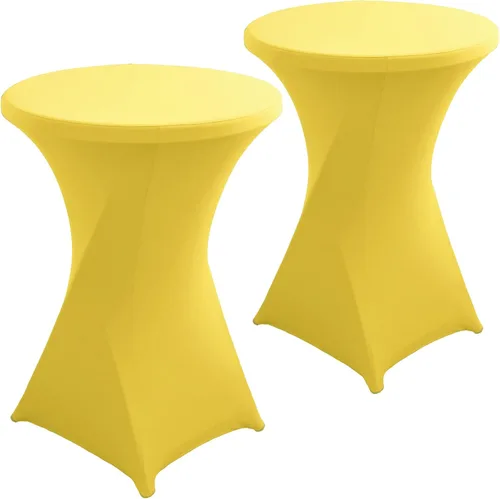 Vista 18 de Paquete de 2 Fundas para Mesa de Cóctel de Spandex Champán de 32x43 Pulgadas, Mantel de Cóctel Redondo Elástico, Funda de Mesa Highboy Ajustada