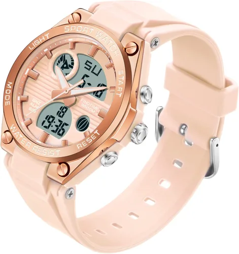 Vista 10 de Reloj digital para mujer de findtime, deportivo, impermeable, analógico, militar, táctico, con retroiluminación LED, alarma, cronómetro, reloj