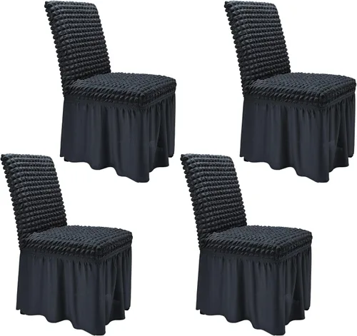 Vista 8 de NICEEC - Juego de 2 fundas para sillas de comedor de alta elasticidad, fundas removibles para sillas de comedor con falda, fundas protectoras