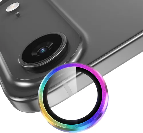 Vista 34 de YWXTW Protector de lente de cámara para iPhone 15/15 Plus/16e/ 17e, anillo de metal antiarañazos individual protector de pantalla de vidrio templado