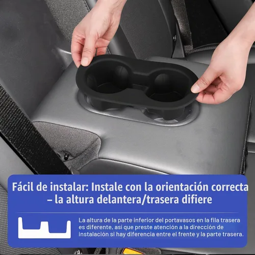 Vista 4 de frani Juego de portavasos (2 piezas) compatible con Tesla Model Y 2021-2026 y Juniper Refresh - Insertos de silicona premium para consola central