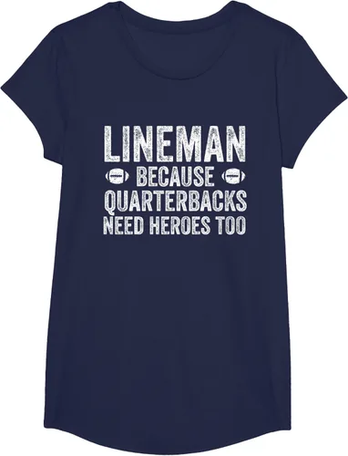 Vista 32 de Lineman Because Quarterbacks Need Heroes Camiseta de fútbol linieros S Negro